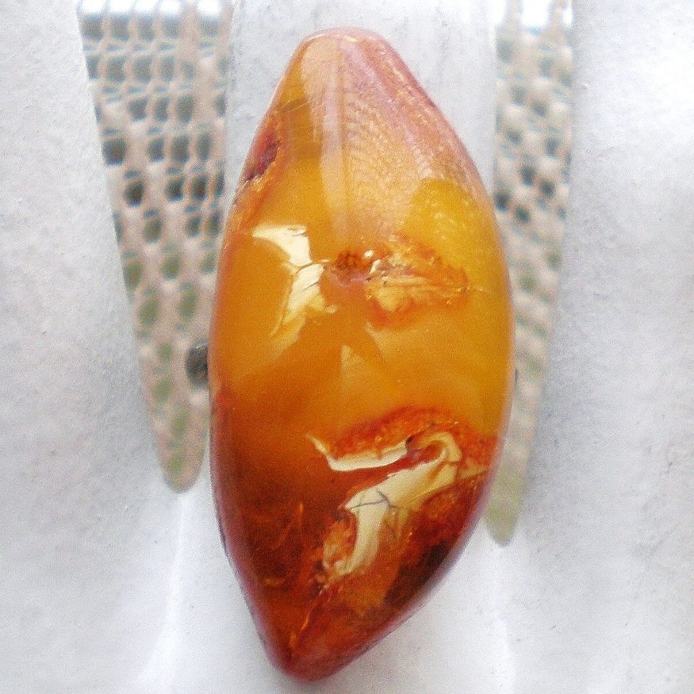 Antique Vintage Russian USSR Silver 875 Baltic Butterscotch Egg Yolk Amber RING